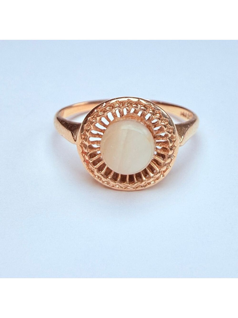 14K Solid Yellow Gold Saltwater Pearl Solitaire Nested Cocktail Vintage Ring